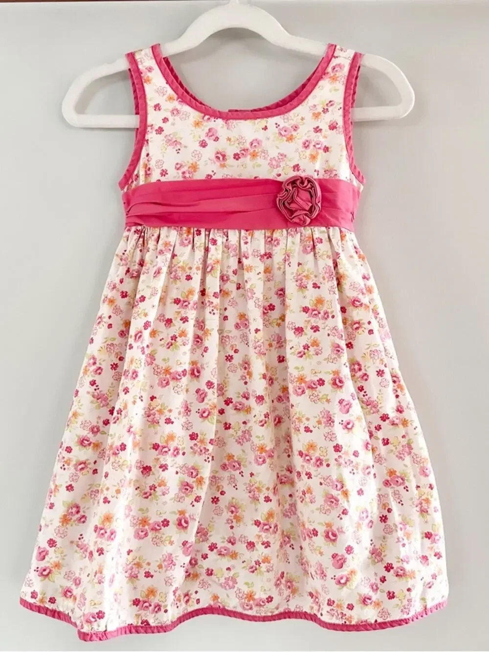 Vintage Jona Michelle Toddler Girls Floral Dress Pink White Size 4T